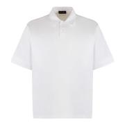 Katoenen poloshirt met zijsplitten Roberto Collina , White , Heren