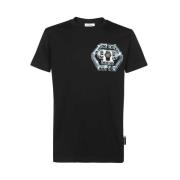 Logo Print Katoenen T-shirt Philipp Plein , Black , Heren