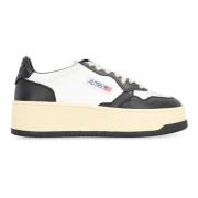 Leren Platform Sneakers Dikke Zool Autry , White , Dames