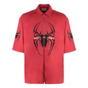 Spider Katoenen T-shirt met Zijsplitten Vetements , Red , Heren