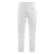 Geborduurde katoenen chino broek Dondup , White , Heren