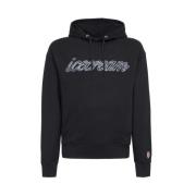 Hoodie met print en ribdetails Icecream , Black , Heren