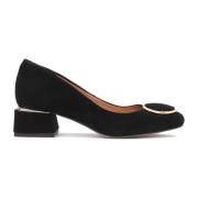 Zwarte Suède Modieuze Hak Pumps Kazar , Black , Dames