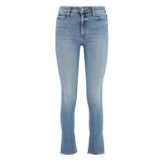 Dazzler Straight Leg Jeans met Frayed Hem Mother , Blue , Dames