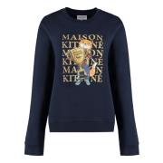 Katoenen Sweatshirt Ribboorden Maison Kitsuné , Blue , Dames