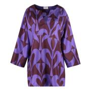 Zijden mini-jurk met print P.a.r.o.s.h. , Purple , Dames