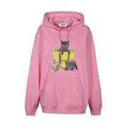 Katoenen Hoodie met Frontprint Msgm , Pink , Dames