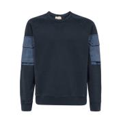 Katoenen Sweatshirt met Ribboorden Ten C , Blue , Heren