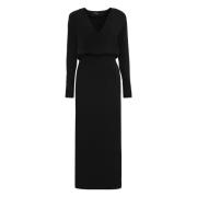 Elegante Lange Jurk met Voorsplit Federica Tosi , Black , Dames