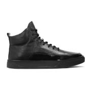 Hoge Zwarte Nubuck Monogram Sneakers Kazar , Black , Heren