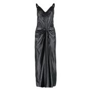 Gebundelde V-Hals Jurk Maison Margiela , Black , Dames