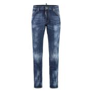 Versleten Denim Jeans met Metalen Nieten Dsquared2 , Blue , Heren