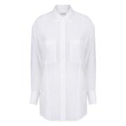 Crêpe Shirt met Uitgesneden Achterkant Calvin Klein , White , Dames