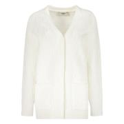 Gebreide Jacquard Cardigan met Ribboorden Fendi , White , Dames