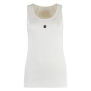 Geribbelde katoenen tanktop Givenchy , White , Dames