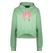 Geribbelde katoenen hoodie met zijsplitten Dsquared2 , Green , Dames