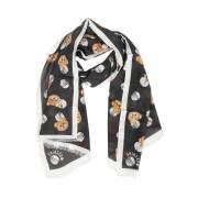 Monogram Print Modal Cashmere Sjaal Moschino , Multicolor , Dames