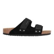 Leren slides met Velcro-sluiting Birkenstock , Black , Dames