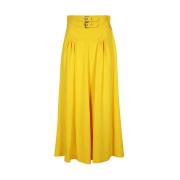 Geplooide Lange Rok met Tailleband Moschino , Yellow , Dames