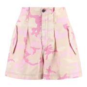 Camouflage Golf Katoenen Shorts Pinko , Pink , Dames