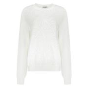 Geribbelde Crew-neck Sweater met Open-werk Details Salvatore Ferragamo...