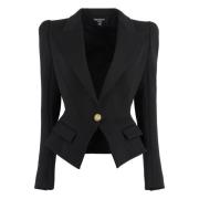 Elegant Cotton Blend Blazer Balmain , Black , Dames