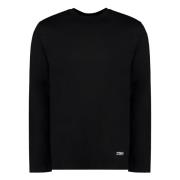 Geribbeld Katoenen T-Shirt Jil Sander , Black , Heren