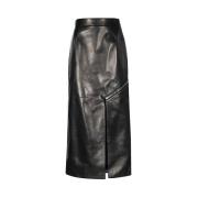 Leren Rok met Voorrits Alexander McQueen , Black , Dames