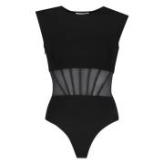 Doorschijnende Inzet Mouwloze Bodysuit Alexander McQueen , Black , Dam...