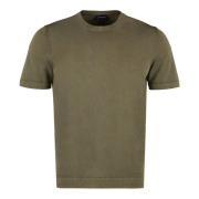 Katoenen Ribgebreide Crew T-shirt Drumohr , Green , Heren