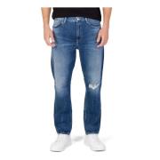 Versleten Effect Heren Blauwe Jeans Tommy Jeans , Blue , Heren