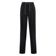 Geborduurde wollen blend broek Peserico , Black , Dames