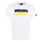 Katoenen T-shirt met Front Print Paul & Shark , White , Heren