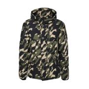 Camo Gevoerde Hoodie Jas Moose Knuckles , Green , Heren