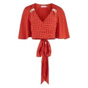 Zijden Polka-dot Print Top met Front Bow Zimmermann , Red , Dames