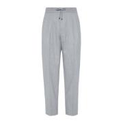 Getailleerde wollen broek met plooien Brunello Cucinelli , Gray , Here...