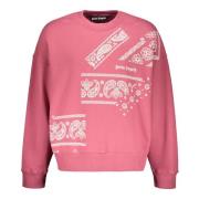 Katoenen sweatshirt met voorprint Palm Angels , Pink , Heren