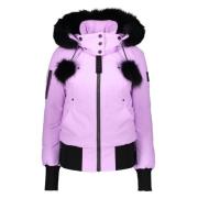 Gewatteerde bomberjack met bontkraag Moose Knuckles , Purple , Dames