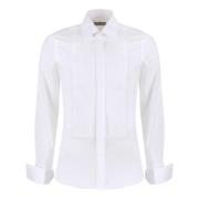 Katoenen shirt met afgeronde zoom Canali , White , Heren