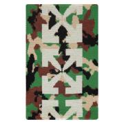 Camouflage Pijl Virgin Wol Sjaal Off White , Green , Heren