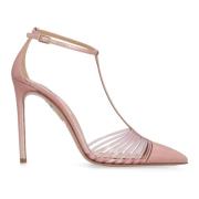 Leren pumps met enkelband Aquazzura , Pink , Dames