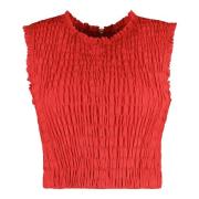 Gerecyclede Polyester Crop Top Patou , Red , Dames