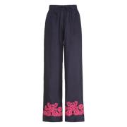 Geborduurde zijden broek P.a.r.o.s.h. , Purple , Dames