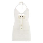 Gebreide Jurk met Verstelbare Bandjes Elisabetta Franchi , White , Dam...