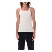 Witte Logo Tanktop Aw23 Saint Laurent , White , Heren