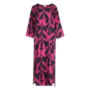 Zijden Kaftan Jurk met Zijsplitten P.a.r.o.s.h. , Pink , Dames