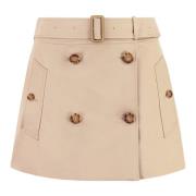 Katoenen Mini-Rok met Bijpassende Tailleband Burberry , Beige , Dames