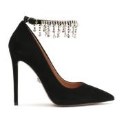 Zwarte Suède Juweelband Pumps Kazar , Black , Dames