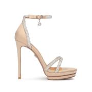 Elegante Avond Sandalen met Versierde Bandjes Kazar , Beige , Dames