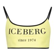 Logo Print Bikini Top Iceberg , Yellow , Dames